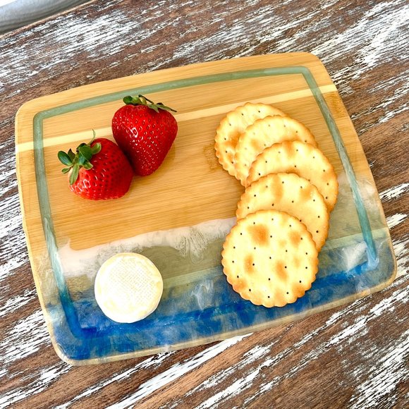 Other - Ocean Waves Resin Wood Cutting Board Charcuterie Board Cheeseboard Beach House S
